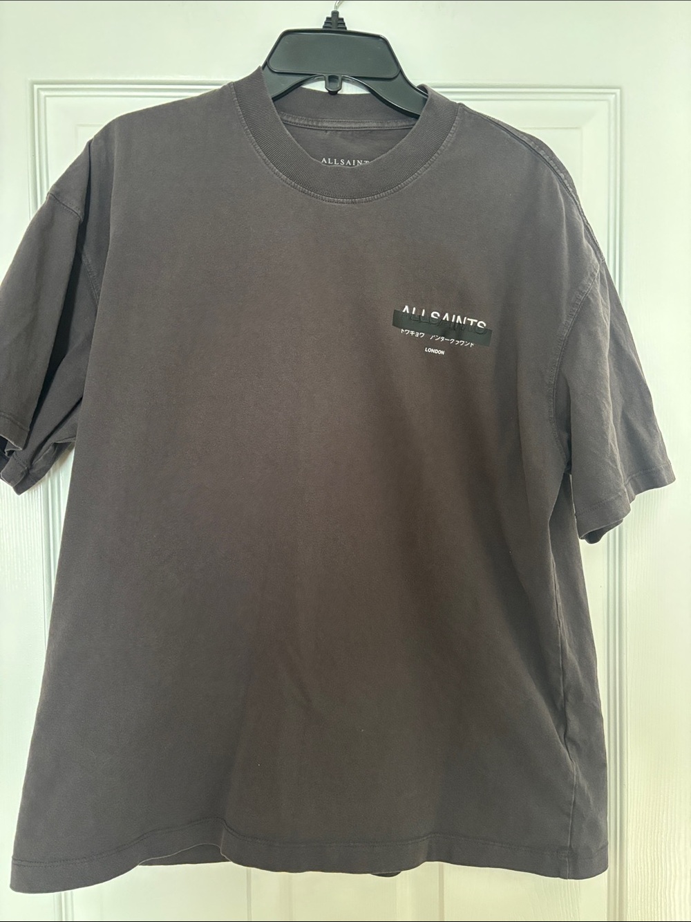 AllSaints Short-Sleeve Crewneck T-Shirt in Charcoal Brown